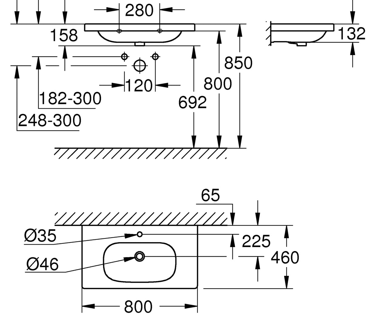 Grohe Euro Ceramic Wastafel 80