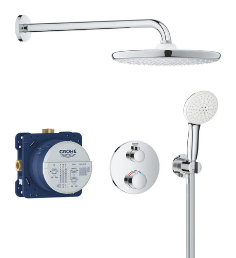 Grohe Grohtherm Convent. Concealed Comfortset M. Afbouwdeel Rond V. Inb. Douchekraan Therm. + Smartbox M. Hoofddouche ?25Cm En Handdouche Chroom 34872000