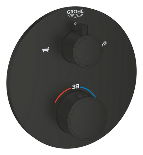 Grohe Grohtherm Convent. Concealed Afbouwdeel V. Inbouw Badkraan Therm. M. Omstel V. Douche En Bad Rond Mat Zwart 1022102430