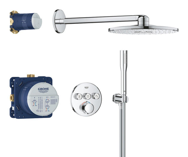 Grohe Precision Smart Control Showerset Compleet M. Handdouche Stick M. 1 Straalsoort En Hoofddouche ?31Cm M. Inbouw Douchekraan Therm. Rond M. 3 Functies Chroom 34874000