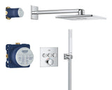 Grohe Precision Smart Control Showerset Compleet M. Handdouche Stick M. 1 Straalsoort En Hoofddouche 31X31Cm M. Inb. Douchekraan Therm. Vierkant M. 3 Functies Chroom 34875000