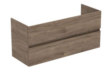 Ideal Standard Tiempo Wastafelonderbouwkast M. 2 Laden M. Softclose, Greeploos 120X44X55Cm V. Dubbele Wastafel Flint Hickory R0266Y9