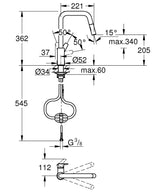 Grohe Eurosmart 1-Gats Keukenkraan M. Uittrekbare Handdouche M. Dual Spray Voorsprong 22.1Cm Mat Zwart 306192430