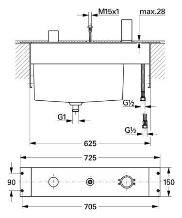 Grohe Driegats Badrandcombinatie