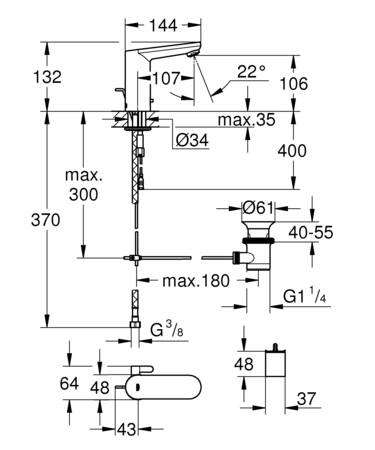 Grohe Eurosmart Cosmopolitan E Infrarood Elektronische Wastafelkraan Me