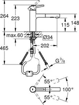 Grohe Eurocube Joy Tweegats Wastafelmengkraan;L-Size