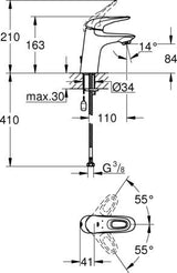 Grohe Euroeco Cosmopolitan E Bluetooth Infrarood Elektronische Wastafel