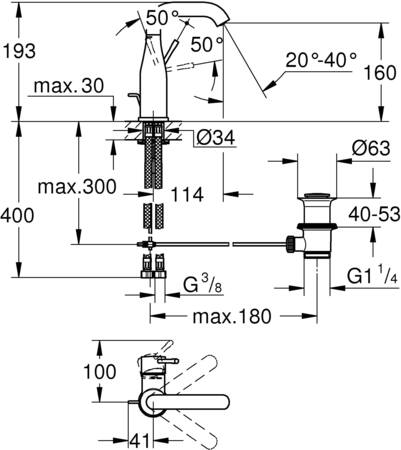 Grohe Essence Wastafelmengkraan;M-Size