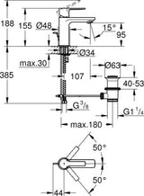 Grohe Lineare Wastafelmengkraan;Xs-Size