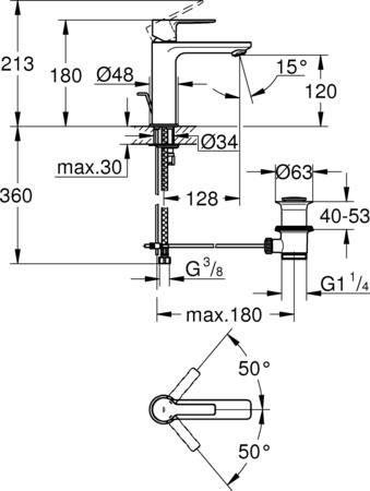 Grohe Lineare Wastafelmengkraan;S-Size