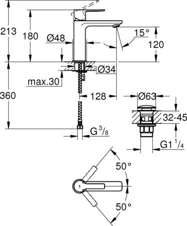 Grohe Lineare Wastafelmengkraan;S-Size