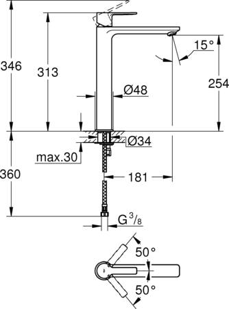 Grohe Lineare Wastafelmengkraan;Xl-Size