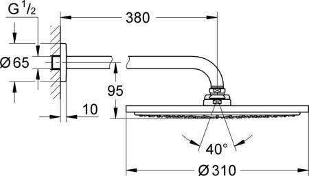 Grohe Rainshower Cosmopolitan 310 Hoofddoucheset 380 Mm 1 Straalsoort