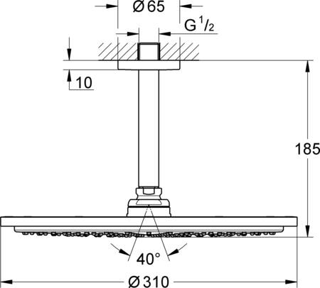 Grohe Rainshower Cosmopolitan 310 Hoofddoucheset Plafond 142 Mm 1 Stra