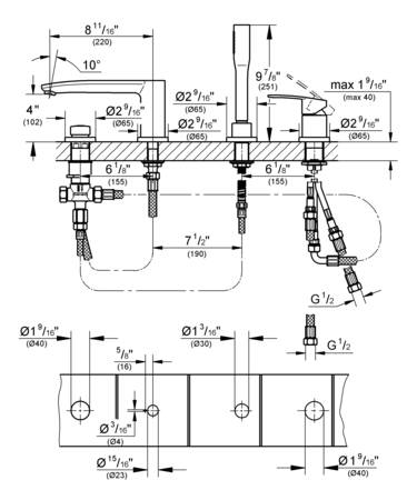 Grohe Eurostyle Cosmopolitan Viergats Badrandcombinatie