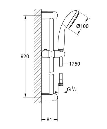 Grohe Tempesta 100 Doucheset 1 Straalsoort