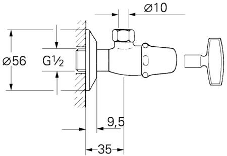 Grohe Atlanta Hoekstopkraan 1/2&quot;