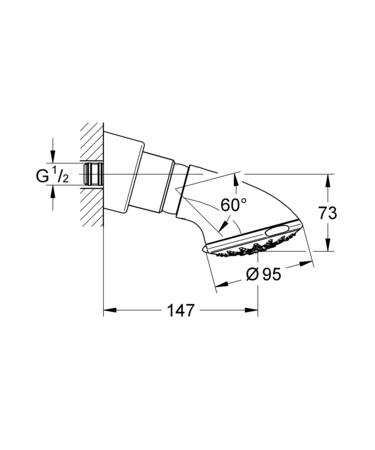 Grohe Relexa 100 Five Hoofddouche 5 Straalsoorten