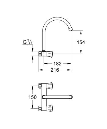 Grohe Costa L Keuken-Wandmengkraan 1/2&quot;