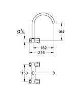 Grohe Costa L Keuken-Wandmengkraan 1/2&quot;