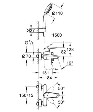 Grohe Eurodisc Cosmopolitan Badmengkraan