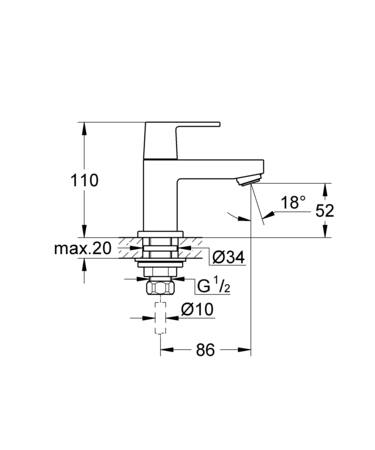 Grohe Eurocube Toiletkraan Xs-Size