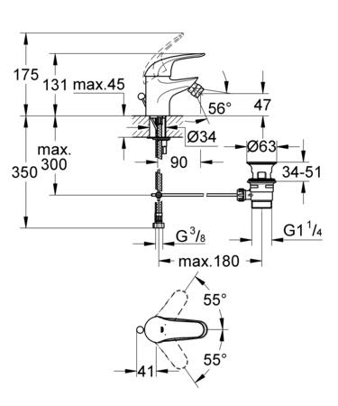 Grohe Euroeco Bidetmengkraan;S-Size