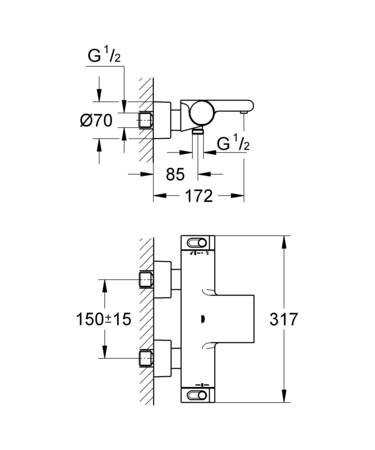 Grohe Grohtherm 2000 Thermostatische Badmengkraan