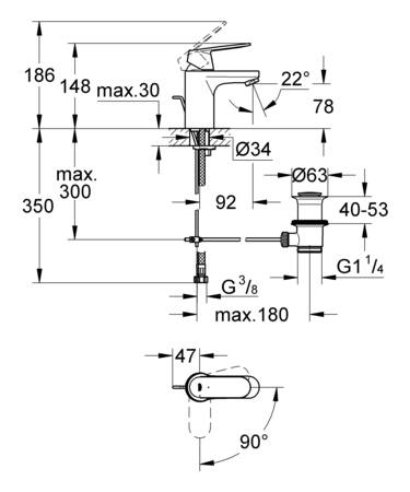 Grohe Eurosmart Cosmopolitan Wastafelmengkraan;S-Size