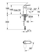 Grohe Eurosmart Cosmopolitan Wastafelmengkraan;S-Size