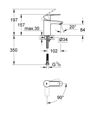 Grohe Eurostyle Cosmopolitan Wastafelmengkraan;S-Size