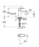 Grohe Eurosmart Cosmopolitan Wastafelmengkraan;M-Size