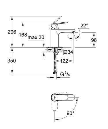 Grohe Eurosmart Cosmopolitan Wastafelmengkraan;M-Size