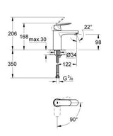 Grohe Eurosmart Cosmopolitan Wastafelmengkraan;M-Size