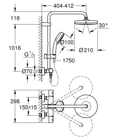 Grohe Tempesta Cosmopolitan Systeem 210 Douchesysteem Met Thermostaatkraan