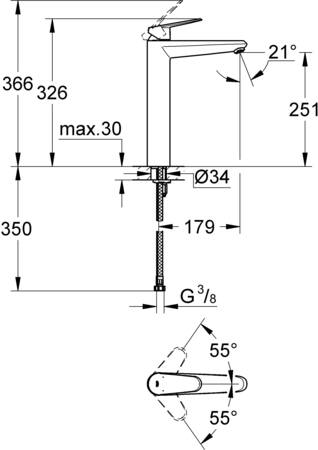 Grohe Eurodisc Cosmopolitan Wastafelmengkraan;Xl-Size