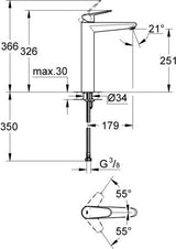 Grohe Eurodisc Cosmopolitan Wastafelmengkraan;Xl-Size