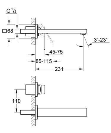 Grohe Eurocube Tweegats Wastafelmengkraan;M-Size