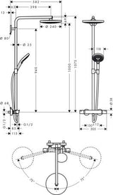 Hansgrohe Hg Showerpipe Raindance Select White/Chrome Overhead Shower S 240 2Jet