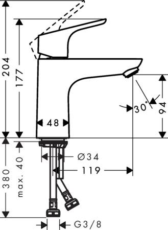 Hansgrohe Hg Basin Mixer 100 Focus Lowflow Chrome Without Pull Rod