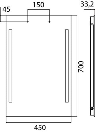 Emco Premium Spiegel Led Zonder Schakelaar B450Xh700Mm