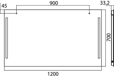 Emco Premium Spiegel Led Zonder Schakelaar B1200Xh700Mm