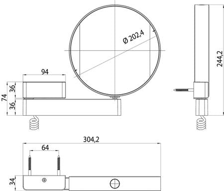 Emco Prime Scheerspiegel Led 202Mm 1-Armig Snoer3X/7X Vergr Chroom