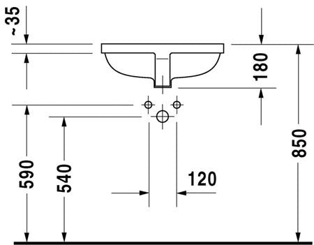 Duravit Starck 3 Inbouwwastafel Wit Hoogglans 530 Mm