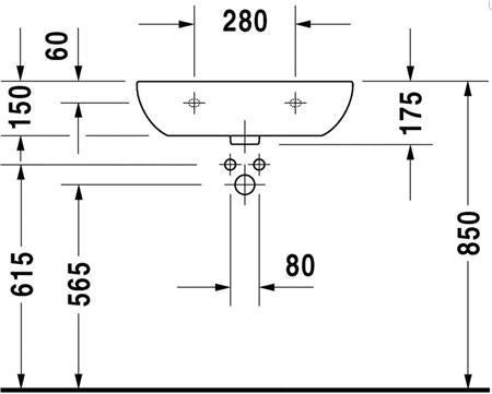 Duravit D-Code Wastafel Wit Hoogglans 600 Mm