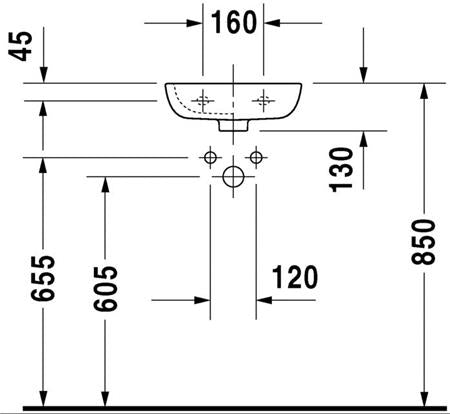 Duravit D-Code Fonteintje Wit Hoogglans 360 Mm