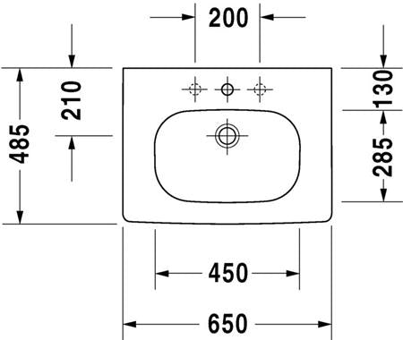 Duravit D-Code Wastafel Wit Hoogglans 650 Mm