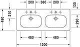 Duravit D-Code Dubbele Wastafel Wit Hoogglans 1200 Mm