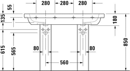 Duravit D-Code Dubbele Wastafel Wit Hoogglans 1200 Mm