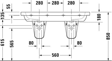 Duravit D-Code Dubbele Wastafel Wit Hoogglans 1200 Mm